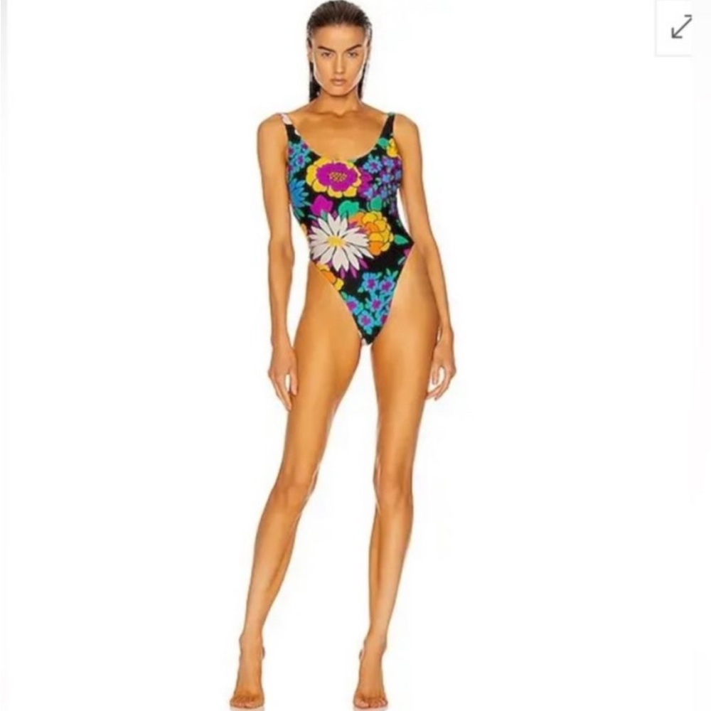 Saint Laurent One piece Swimsuit in black - Noir Bleu Turquoise